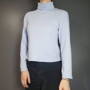 Vintage 90s soft baby blue cotton turtleneck sweater